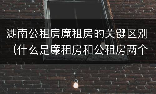 湖南公租房廉租房的关键区别（什么是廉租房和公租房两个有什么特点）