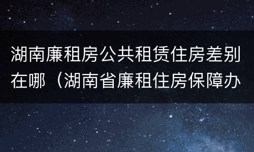 湖南廉租房公共租赁住房差别在哪（湖南省廉租住房保障办法）