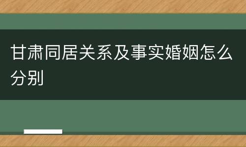 甘肃同居关系及事实婚姻怎么分别
