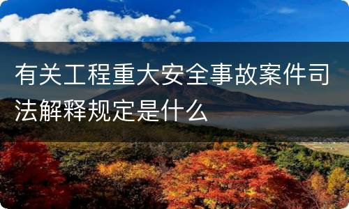 有关工程重大安全事故案件司法解释规定是什么