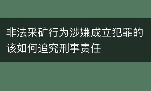 非法采矿行为涉嫌成立犯罪的该如何追究刑事责任