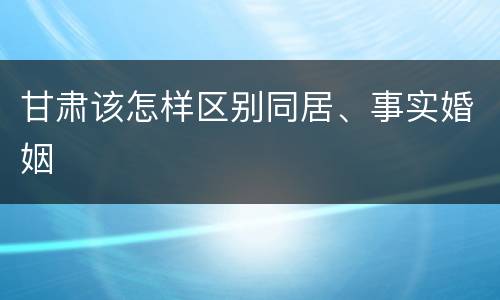 甘肃该怎样区别同居、事实婚姻