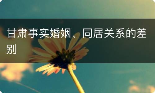甘肃事实婚姻、同居关系的差别