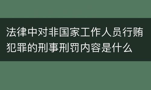 法律中对非国家工作人员行贿犯罪的刑事刑罚内容是什么