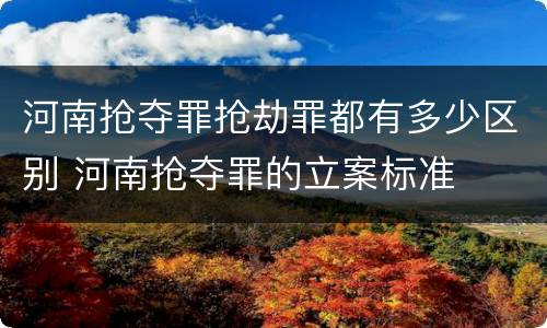 河南抢夺罪抢劫罪都有多少区别 河南抢夺罪的立案标准