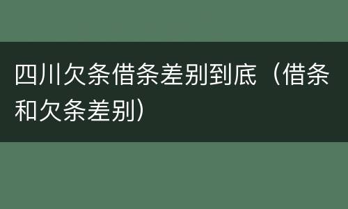 四川欠条借条差别到底（借条和欠条差别）
