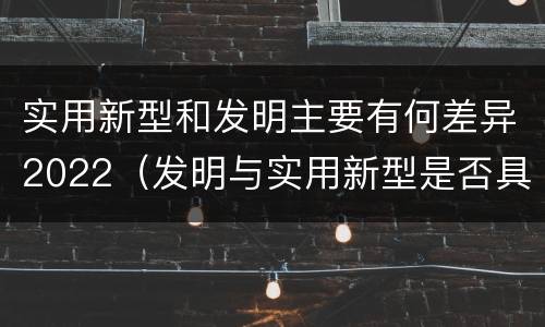 实用新型和发明主要有何差异2022（发明与实用新型是否具有实用性）