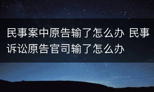 民事案中原告输了怎么办 民事诉讼原告官司输了怎么办