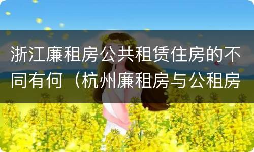 浙江廉租房公共租赁住房的不同有何（杭州廉租房与公租房的区别）
