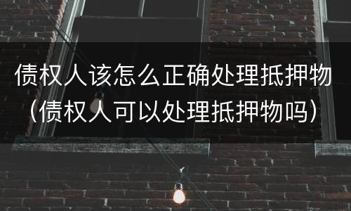 债权人该怎么正确处理抵押物（债权人可以处理抵押物吗）