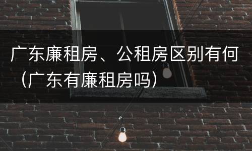 广东廉租房、公租房区别有何（广东有廉租房吗）