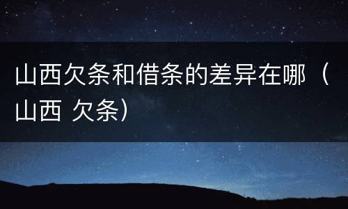 山西欠条和借条的差异在哪（山西 欠条）