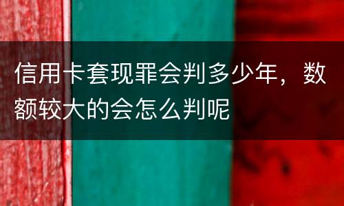 信用卡套现罪会判多少年，数额较大的会怎么判呢