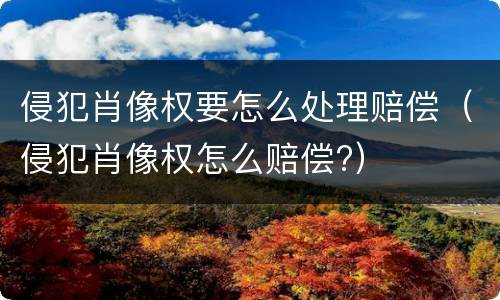 侵犯肖像权要怎么处理赔偿（侵犯肖像权怎么赔偿?）