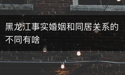 黑龙江事实婚姻和同居关系的不同有啥