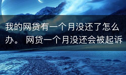 我的网贷有一个月没还了怎么办。 网贷一个月没还会被起诉吗