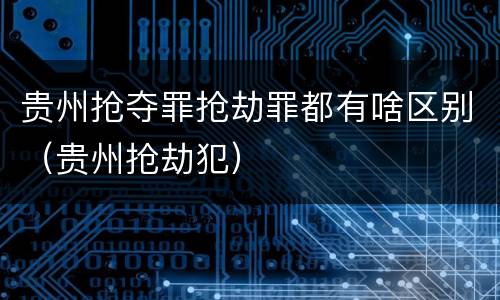 贵州抢夺罪抢劫罪都有啥区别（贵州抢劫犯）
