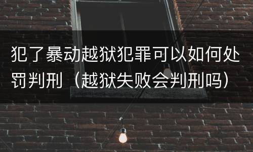 犯了暴动越狱犯罪可以如何处罚判刑（越狱失败会判刑吗）