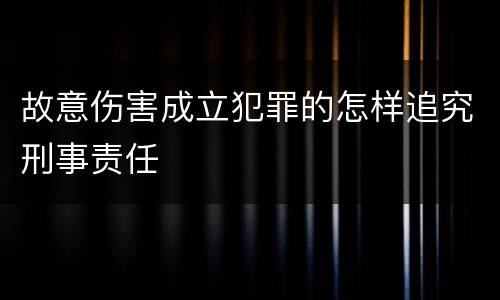 故意伤害成立犯罪的怎样追究刑事责任