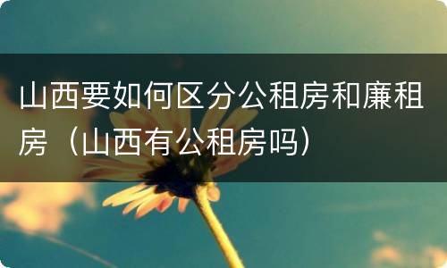 山西要如何区分公租房和廉租房（山西有公租房吗）