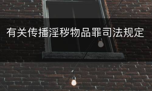 有关传播淫秽物品罪司法规定