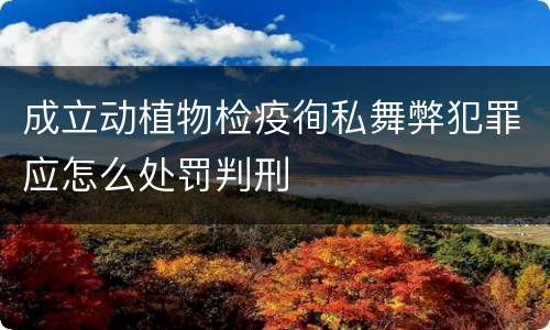 成立动植物检疫徇私舞弊犯罪应怎么处罚判刑