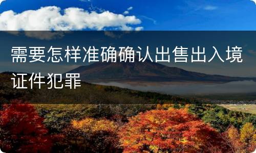 需要怎样准确确认出售出入境证件犯罪