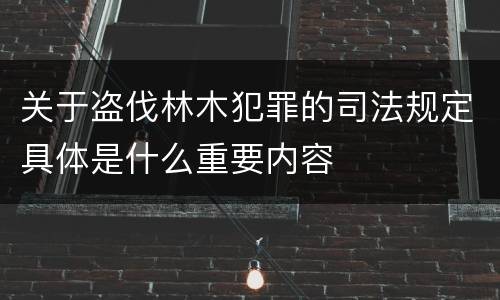关于盗伐林木犯罪的司法规定具体是什么重要内容