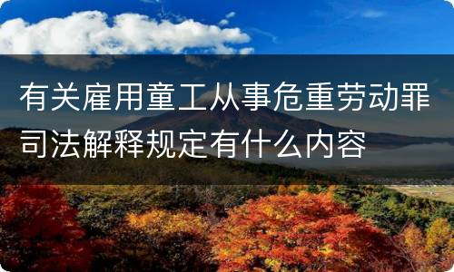 有关雇用童工从事危重劳动罪司法解释规定有什么内容