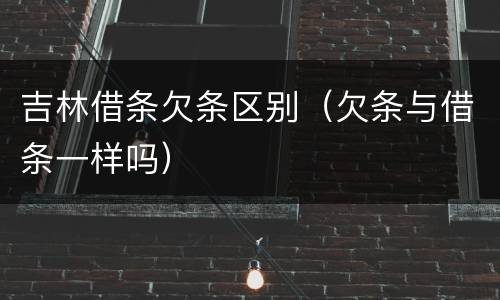 吉林借条欠条区别（欠条与借条一样吗）