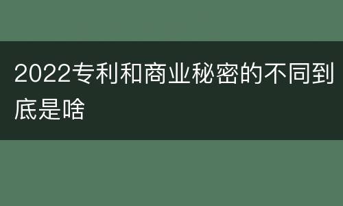 2022专利和商业秘密的不同到底是啥