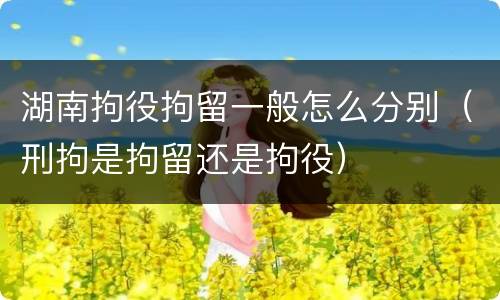湖南拘役拘留一般怎么分别（刑拘是拘留还是拘役）