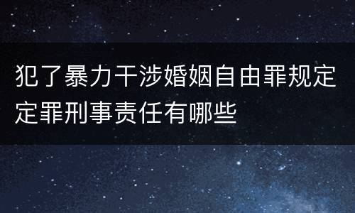 犯了暴力干涉婚姻自由罪规定定罪刑事责任有哪些