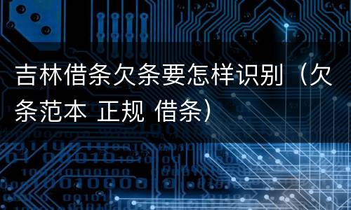 吉林借条欠条要怎样识别（欠条范本 正规 借条）