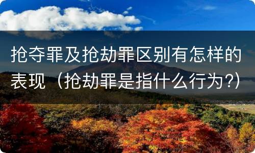 抢夺罪及抢劫罪区别有怎样的表现（抢劫罪是指什么行为?）