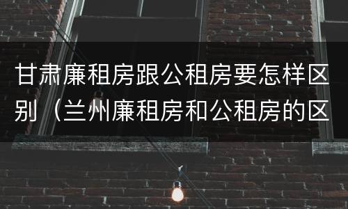 甘肃廉租房跟公租房要怎样区别（兰州廉租房和公租房的区别）