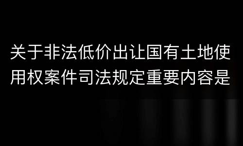 关于非法低价出让国有土地使用权案件司法规定重要内容是什么