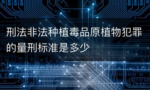 刑法非法种植毒品原植物犯罪的量刑标准是多少