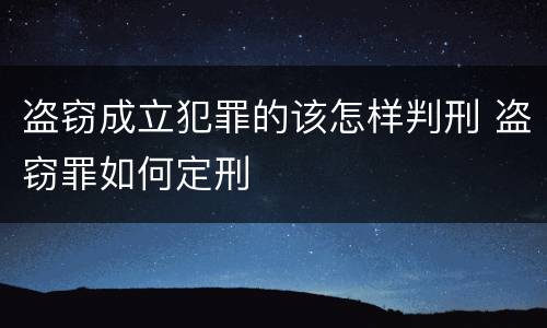 盗窃成立犯罪的该怎样判刑 盗窃罪如何定刑