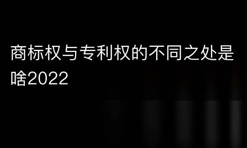 商标权与专利权的不同之处是啥2022