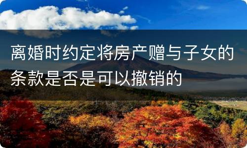 离婚时约定将房产赠与子女的条款是否是可以撤销的