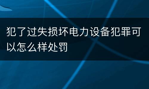 犯了过失损坏电力设备犯罪可以怎么样处罚