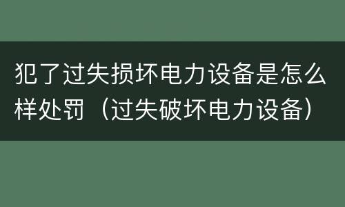犯了过失损坏电力设备是怎么样处罚（过失破坏电力设备）