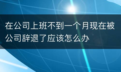 在公司上班不到一个月现在被公司辞退了应该怎么办