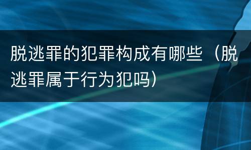 脱逃罪的犯罪构成有哪些（脱逃罪属于行为犯吗）