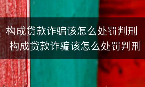 构成贷款诈骗该怎么处罚判刑 构成贷款诈骗该怎么处罚判刑的