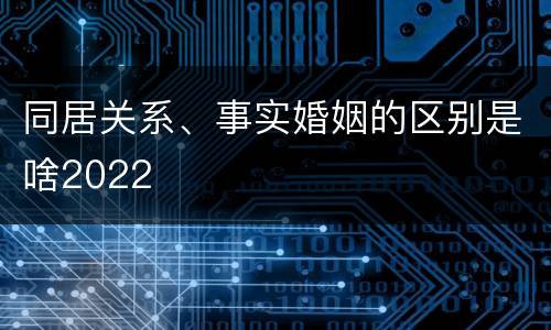 同居关系、事实婚姻的区别是啥2022