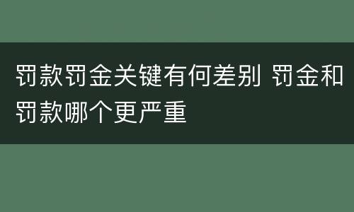 罚款罚金关键有何差别 罚金和罚款哪个更严重