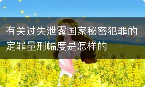 有关过失泄露国家秘密犯罪的定罪量刑幅度是怎样的