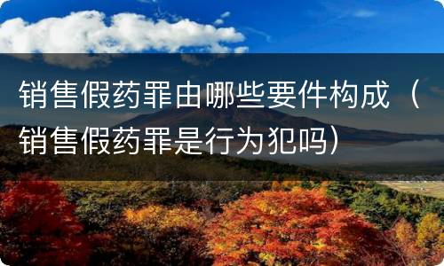 销售假药罪由哪些要件构成（销售假药罪是行为犯吗）